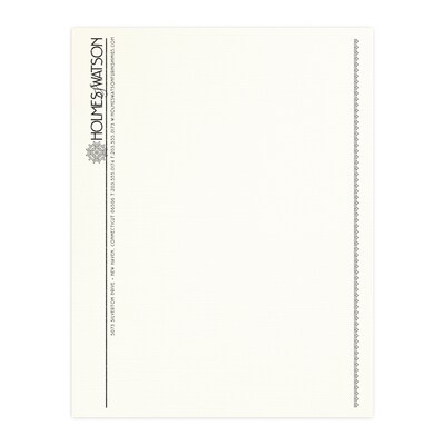 Custom 1 & 2 Color Letterhead, 8.5 x 11, CLASSIC® Linen Natural White 24# Stock, 1 Standard Ink, R
