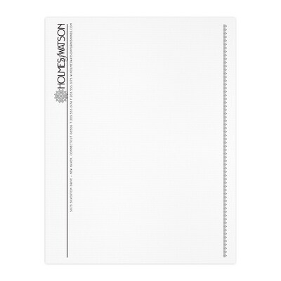 Custom 1 & 2 Color Letterhead, 8.5 x 11, CLASSIC® Laid Solar White 24# Stock, 1 Standard Ink, Flat