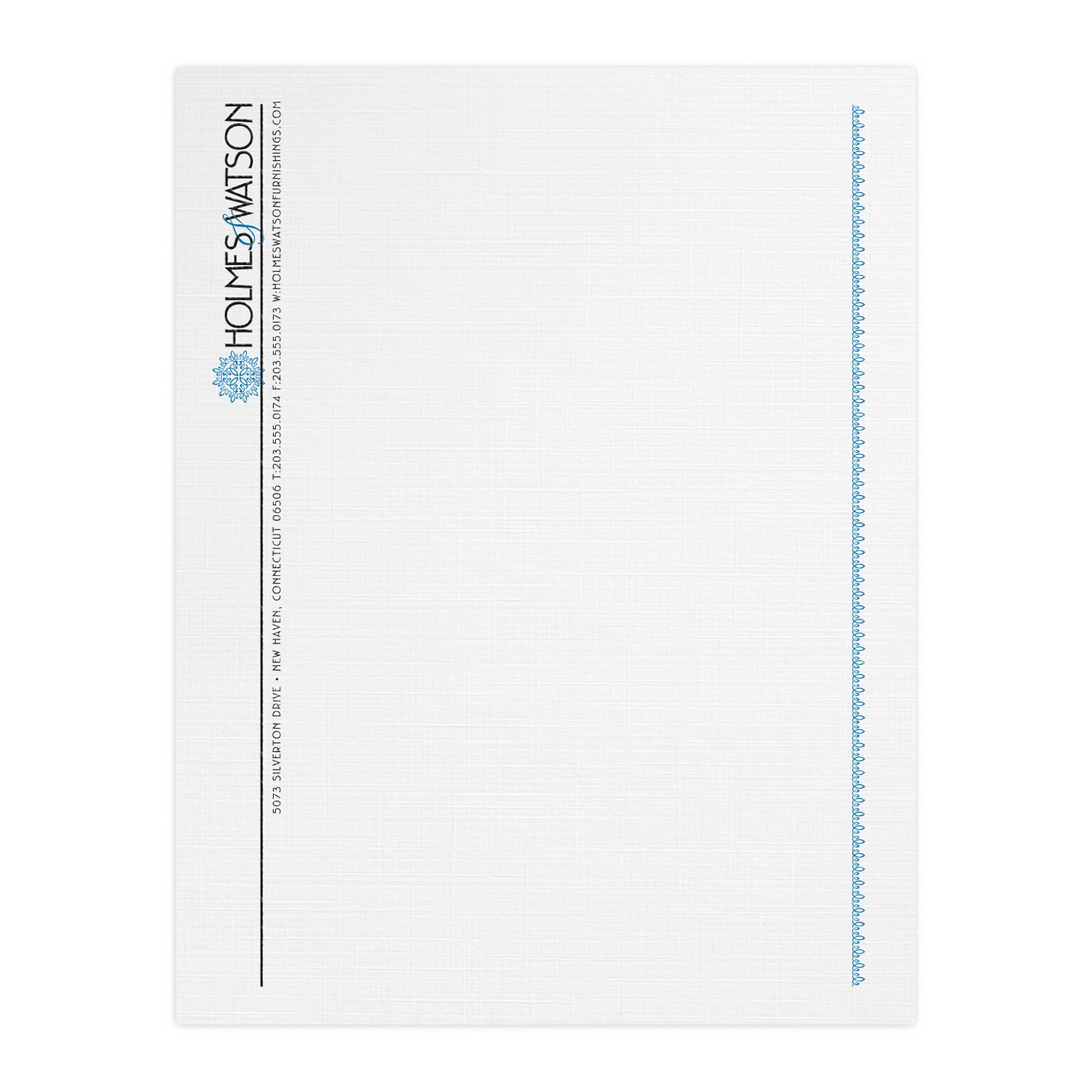 Custom 1 & 2 Color Letterhead, 8.5 x 11, CLASSIC® Linen Solar White 24# Stock, 2 Standard Inks, Flat Print