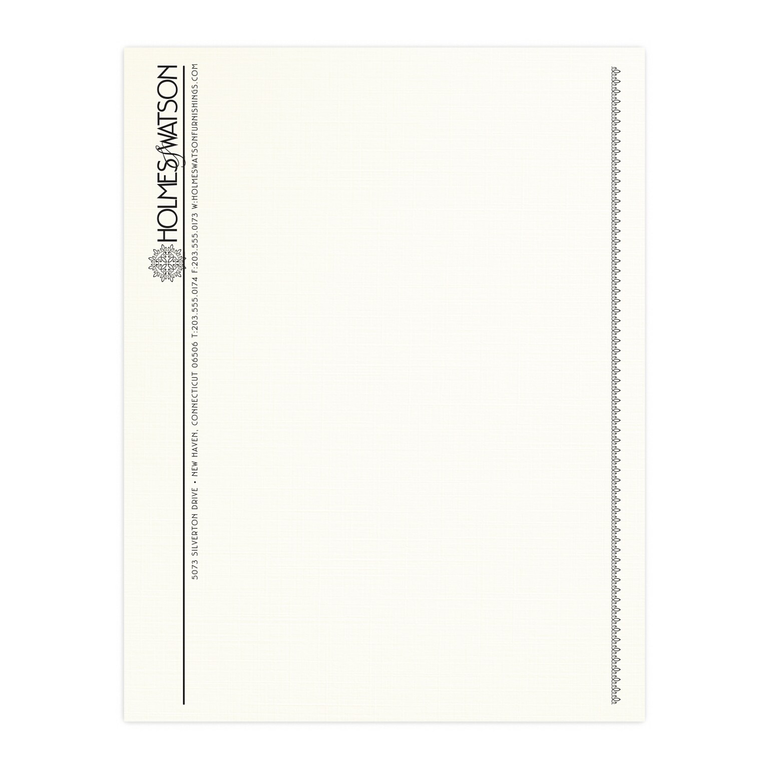 Custom 1 & 2 Color Letterhead, 8.5 x 11, CLASSIC® Linen Natural White 24# Stock, 1 Standard Ink, Flat Print