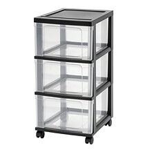 IRIS 3-Drawer Narrow Storage Cart, Black, 2/Pack (599502)