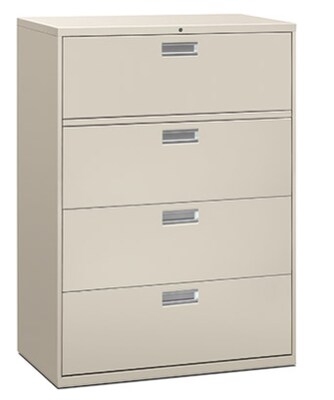 HON Brigade 600 Series 4-Drawer Lateral File Cabinet, Locking, Letter/Legal, Gray, 42W (HON694LQ)
