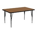 Flash Furniture 30 W x 48 L Rectangular Activity Table, 16 Gauge Tubular Steel, Oak