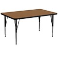 Flash Furniture 16 1/8 - 25 1/8 H x 36 W x 72 D Steel Rectangular Activity Table, Oak