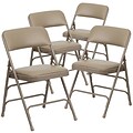 Flash Furniture HERCULES™ Curved Triple Braced Vinyl Armless Folding Chair, Beige, 4/Pack