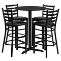 Flash Furniture 30 Black Laminate Table Set With 4 Ladder Back Metal Bar Stools, Black (HDBF1021)