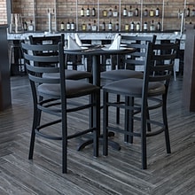 Flash Furniture 30 Black Laminate Table Set With 4 Ladder Back Metal Bar Stools, Black (HDBF1021)
