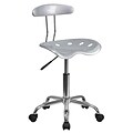 Flash Furniture Elliott Armless Plastic Swivel Task Office Chair with Tractor Seat, Vibrant Silver (LF214SILVER)
