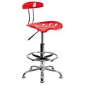 Flash Furniture Low Back Polymer Drafting Stool With Tractor Seat, Vibrant Red