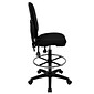 Flash Furniture Mid Back Fabric Multi-Functional Drafting Stool With Lumbar Support, Black