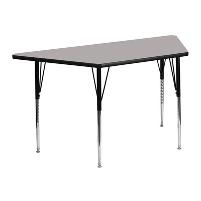 Flash Furniture 24W x 48L Trapezoid Laminate Activity Table w/Standard Adjustable Legs, Gray