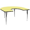 Flash Furniture 60W x 66L Horseshoe Laminate Activity Table w/Standard Adjustable Legs, Yellow