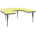 Flash Furniture 60W x 66L Horseshoe Laminate Activity Table w/Adjustable Pre-School Legs, Yellow