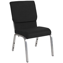 Flash Furniture HERCULES Series Fabric Stacking Church Chair, Black/Silver Vein Frame (XUCH60096BKSV