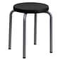 Flash Furniture Stackable Stool With Black Seat and Silver Powder Coated Frame, Black