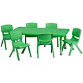 Flash Furniture Emmy Rectangular Activity Table Set, 24 x 48, Height Adjustable, Green (YCX13RECTB