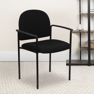 Flash Furniture Tiffany Fabric Stackable Side Reception Chair with Arms, Black (BT5161BK)