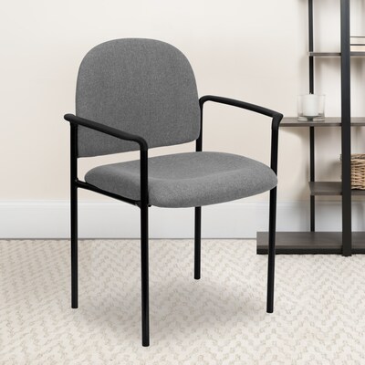 Flash Furniture Tiffany Fabric Stackable Side Reception Chair with Arms, Gray (BT5161GY)