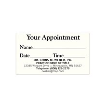 Custom 1-2 Color Appointment Cards, CLASSIC CREST® Natural White 80#, Flat Print, 1 Standard Ink, 1-