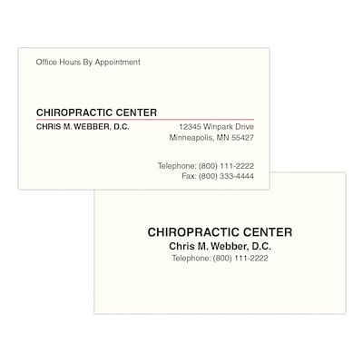 Custom 1-2 Color Appointment Cards, CLASSIC CREST® Natural White 80#, Flat Print, 2 Standard Inks, 2