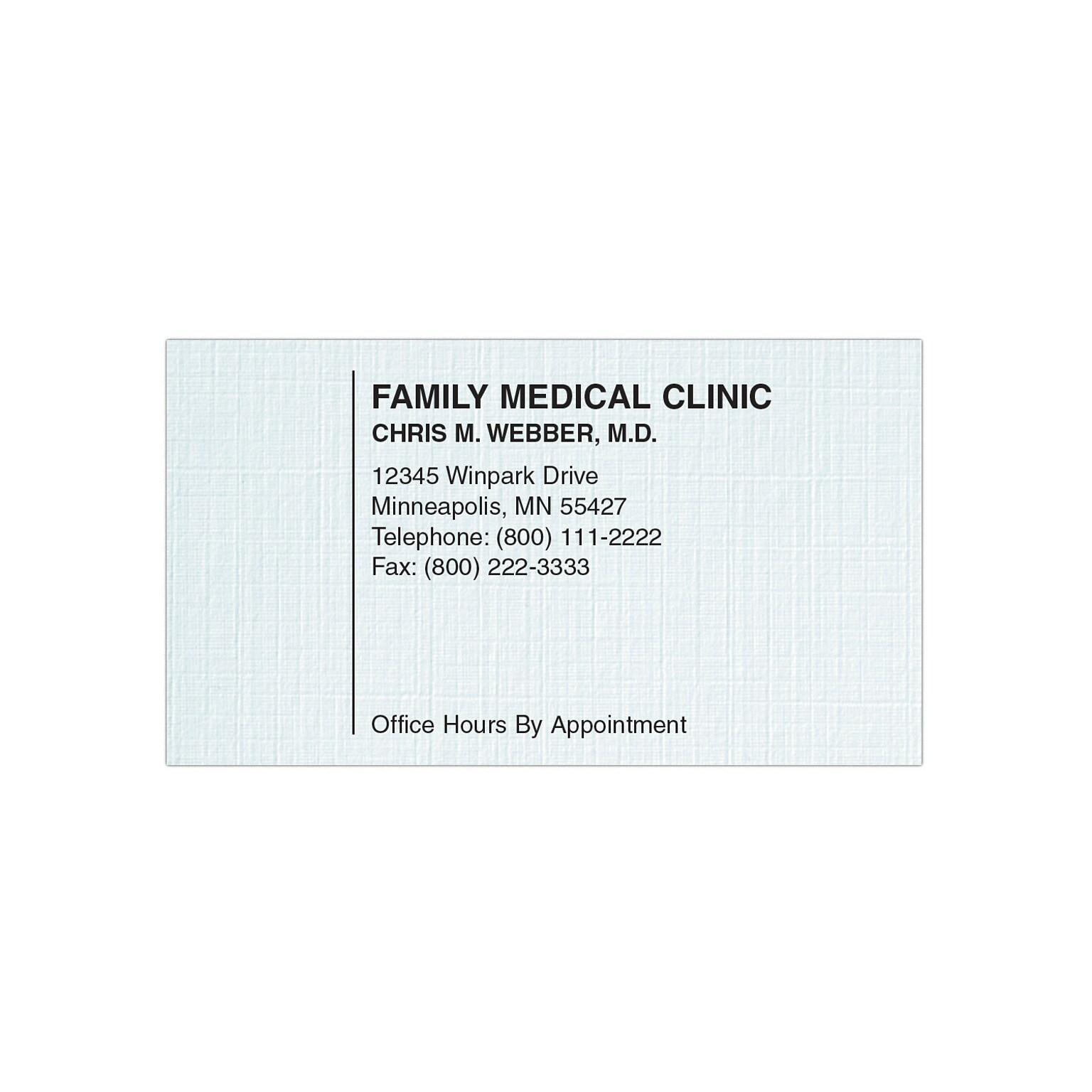 Custom 1-2 Color Appointment Cards, CLASSIC® Linen Haviland Blue 80#, Flat Print, 1 Standard Ink, 1-Sided, 250/Pk