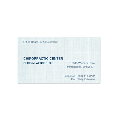 Custom 1-2 Color Appointment Cards, CLASSIC® Linen Haviland Blue 80#, Flat Print, 1 Custom Ink, 1-Si