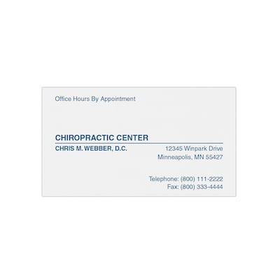 Custom 1-2 Color Appointment Cards, White Vellum 80#, Flat Print, 1 Custom Ink, 1-Sided, 250/Pk