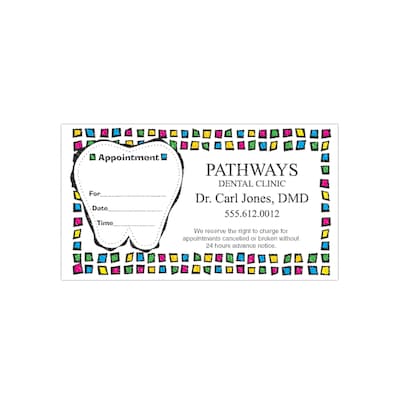 Custom Full Color Appointment Cards, CLASSIC CREST® Solar White 110#, Raised Ink, 1-Sided, 250/Pk