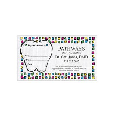Custom Full Color Appointment Cards, Bright White Linen 80#, Raised Ink, 1-Sided, 250/Pk