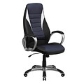 Flash Furniture High Back Vinyl Executive Office Chair With Blue Mesh Insets, Black