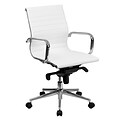 Flash Furniture Mid-Back LeatherSoft Conference Chair, Fixed Arms, White