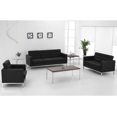 Flash Furniture HERCULES Lacey Series 57 LeatherSoft Loveseat with Stainless Steel Frame, Black (ZB