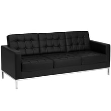 Flash Furniture HERCULES Lacey Series 80 LeatherSoft Sofa with Stainless Steel Frame, Black (ZBLACE
