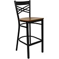 Flash Furniture HERCULES Black X Back Metal Restaurant Bar Stools W/Wood Seat (XU6FOBXBARCHW)