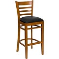Flash Furniture HERCULES Cherry Ladder Back Wood Restaurant Bar Stools W/Vinyl Seat (XUW05BARCHYBKV)