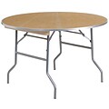 Flash Furniture 48 Round Heavy Duty Birchwood Folding Banquet Table With Metal Edges, Silver