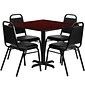 Flash Furniture 36'' Square Table Set W/4 Trapezoidal Back Banquet X-Base Chairs (HDBF1010)
