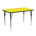 Flash Furniture 24W x 48L Rectangular Laminate Activity Table W/Standard Adjustable Legs, Yellow