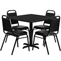 Flash Furniture 36 Square Laminate Table Set W/4 Trapezoidal Back Banquet X-Base Chairs (HDBF1009)