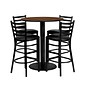 Flash Furniture 36'' Round Table Set W/4 Ladder Back Metal Bar Stools, Walnut /Black (MD0011)