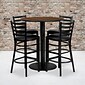 Flash Furniture 36'' Round Table Set W/4 Ladder Back Metal Bar Stools, Walnut /Black (MD0011)