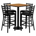 Flash Furniture 30 Square Table Set W/4 Ladder Back Metal Bar Stools, Natural/Black (MD0012)