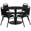 Flash Furniture 36 Round Laminate Table Set W/4 Trapezoidal Back Banquet Round-Base Chairs (RSRB1001)