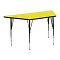 Flash Furniture 24W x 48L Trapezoid Laminate Activity Table W/Standard Adjustable Legs, Yellow