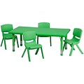 Flash Furniture 24W x 48L Rectangular Plastic Activity Table Set W/4 School Stack Chairs (YCX13RECTBLGNR)
