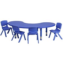 Flash Furniture Emmy 65 Half-Moon Activity Table Set, Height Adjustable, Blue (YCX43MOONTBLBLE)