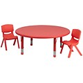 Flash Furniture 45 Round Adjustable Plastic Activity Table Set with 2 School Stack Chairs, Red (YCX53RNDTBLREDR)