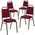 Flash Furniture HERCULES™ Fabric Gold Vein Frame Trapezoidal Back Banquet Chair, Burgundy, 4/Pack