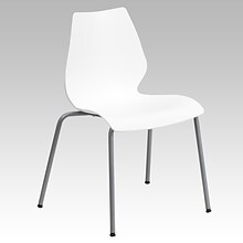Flash Furniture HERCULES Series Plastic Stack Chair with Lumbar Support, White (RUT288WH)
