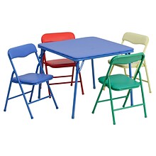 Flash Furniture Mindy Square Kids 5 Piece Folding Table and Chair Set, 24 x 24, Multicolored (JB9K